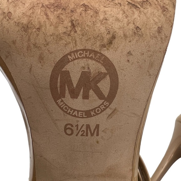 MICHAEL Michael Kors Tan Patent Leather Gladiator Cage Heeled Sandals Size 6 1/2 - Picture 2 of 9